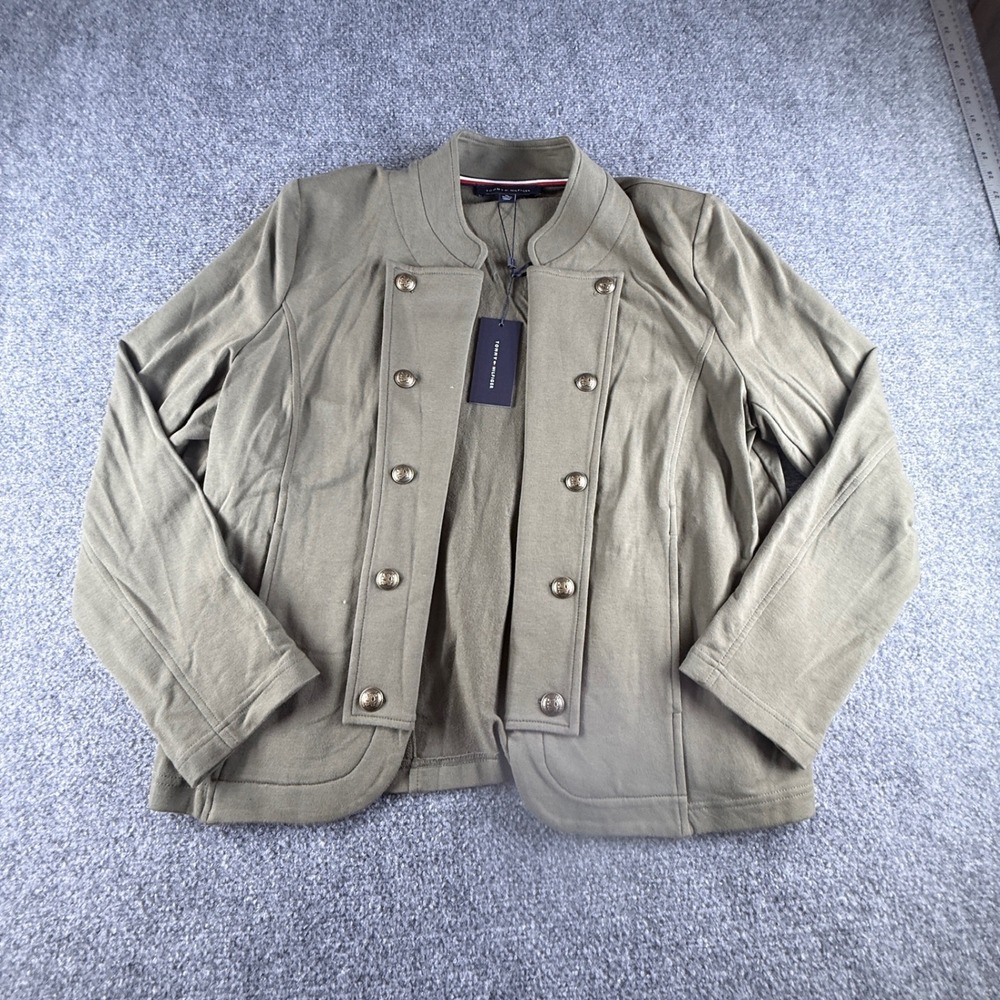 Tommy Hilfiger Band Jacket XL Olive Green Military Knit Blazer J9FE0102 NEW